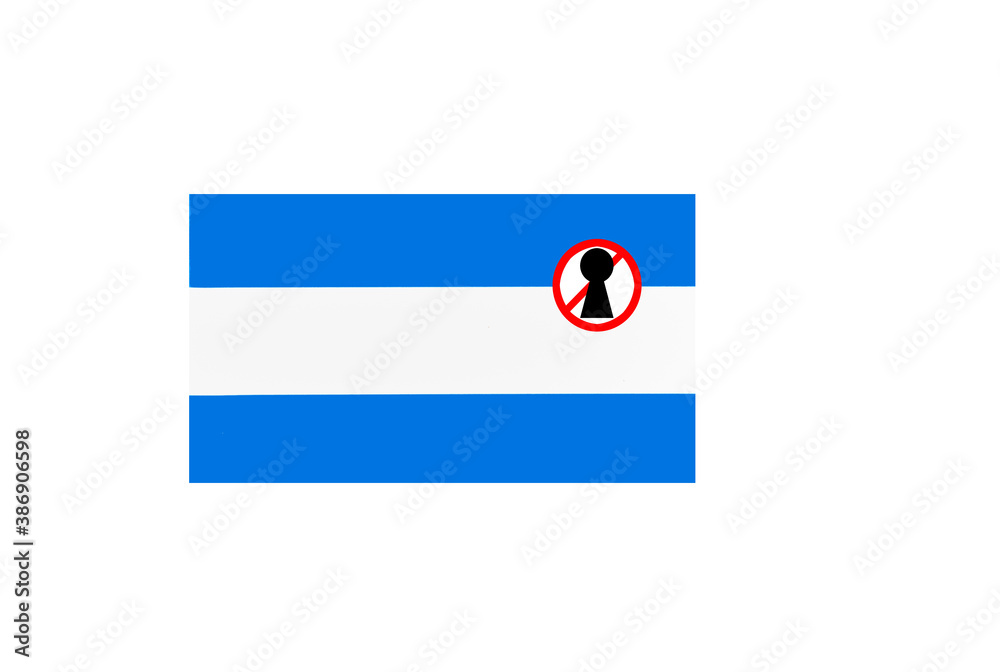 flag with covid 19 warning