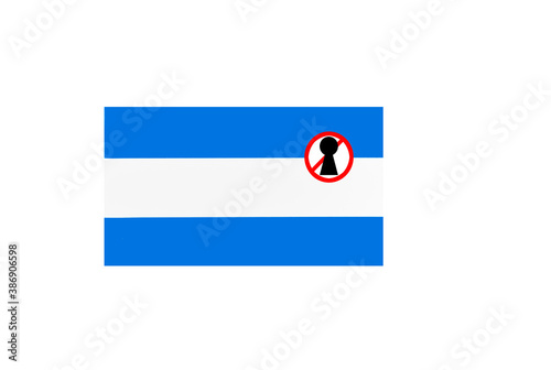 flag with covid 19 warning