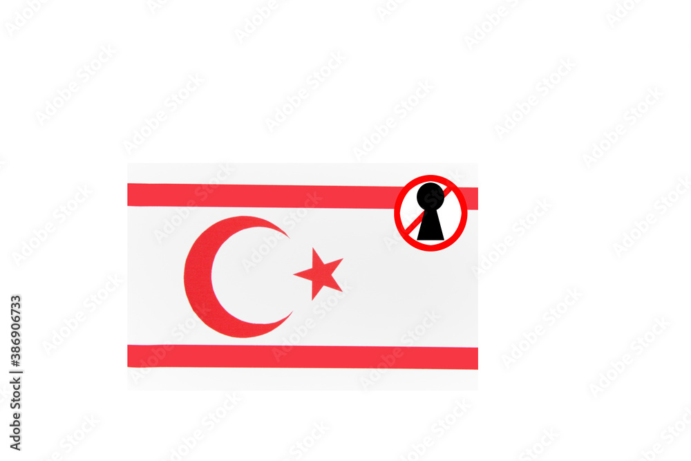 flag with covid 19 warning