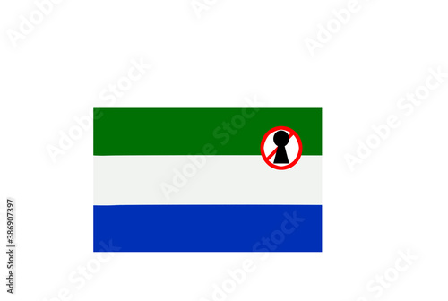 flag with covid 19 warning