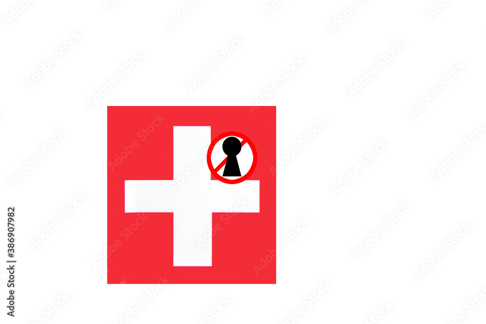 flag with covid 19 warning