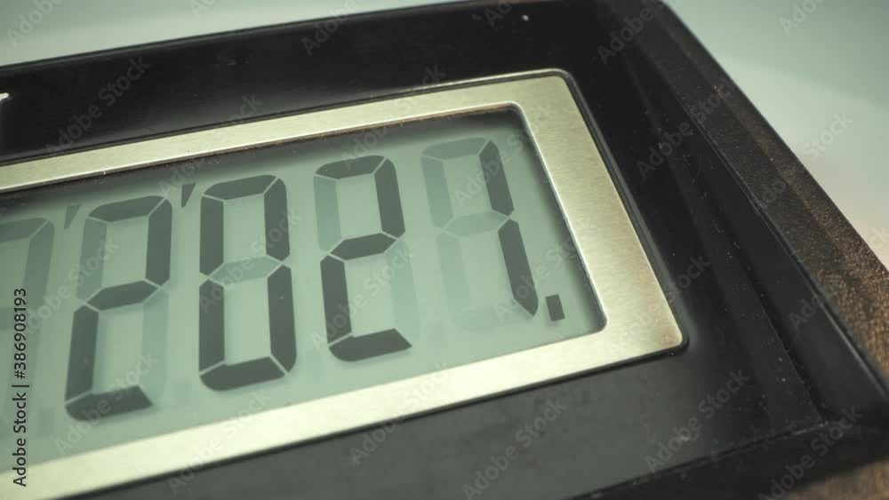 Businessman dials 2021 figures on calculator. Year of the metal bull. Macro shot Businessman dials 2021 figures on calculator. Year of the metal bull. Macro shot