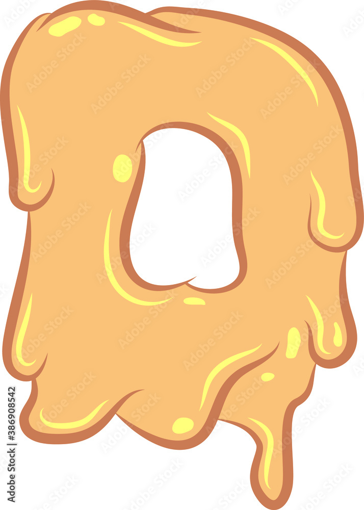 White Isolated flat vector D - letter in wax style. Waxing tech. Graffiti lettering. Liquid honey character. Pastel colors with outline and flare. Melted butter texture. Sign for banner design. White Isolated flat vector D - letter in wax style. Waxing tech. Graffiti lettering. Liquid honey character. Pastel colors with outline and flare. Melted butter texture. Sign for banner design.
