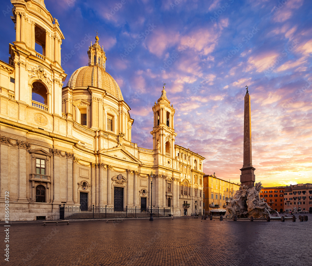 morning view of Piazza Navona, Rome. Italy