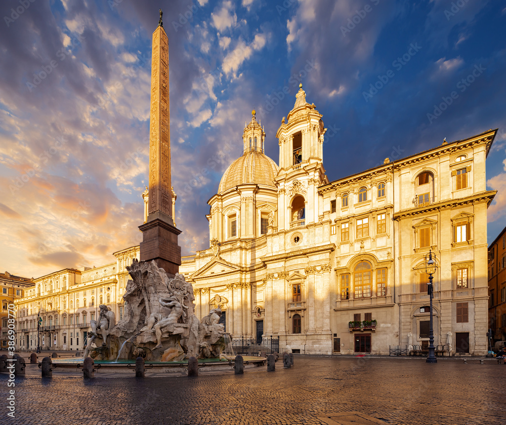 morning view of Piazza Navona, Rome. Italy