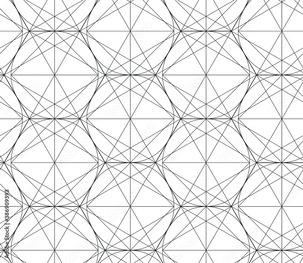 Seamless vector thin line abstract pattern. Black and white geometrical hexagons background for fabric, textile, design, cover, wrapping. Seamless vector thin line abstract pattern. Black and white geometrical hexagons background for fabric, textile, design, cover, wrapping.