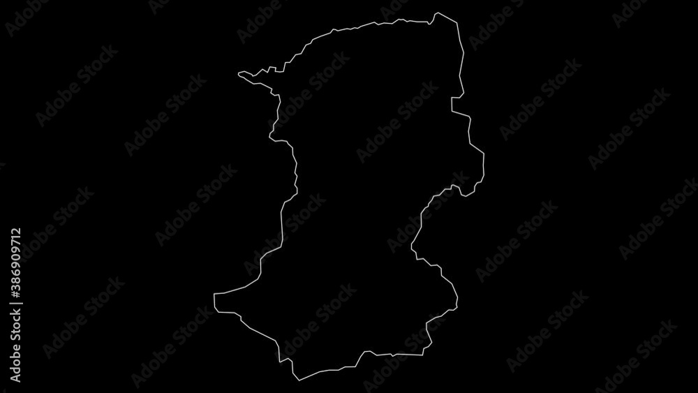Kenedougou Burkina Faso province map outline animation