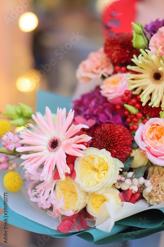 Flower composition. Macro photo. Wedding decor. A Beautiful bouquet of fresh spring flowers. © Liudmyla