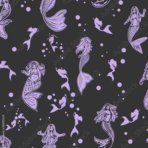 meermaid half pattern dark grey and purple