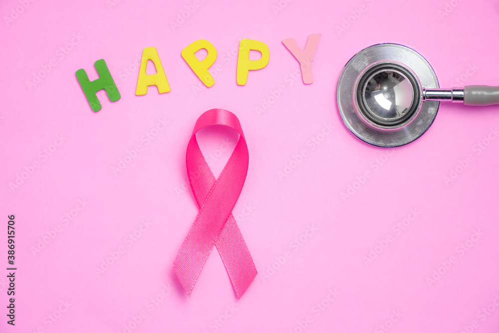 breast cancer awareness ribbon on pink background breast cancer awareness ribbon on pink background