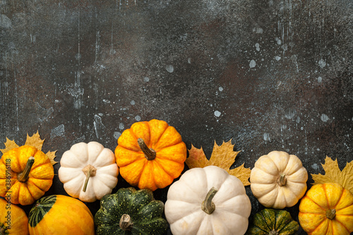 Happy Thanksgiving background with decorative pumpkins