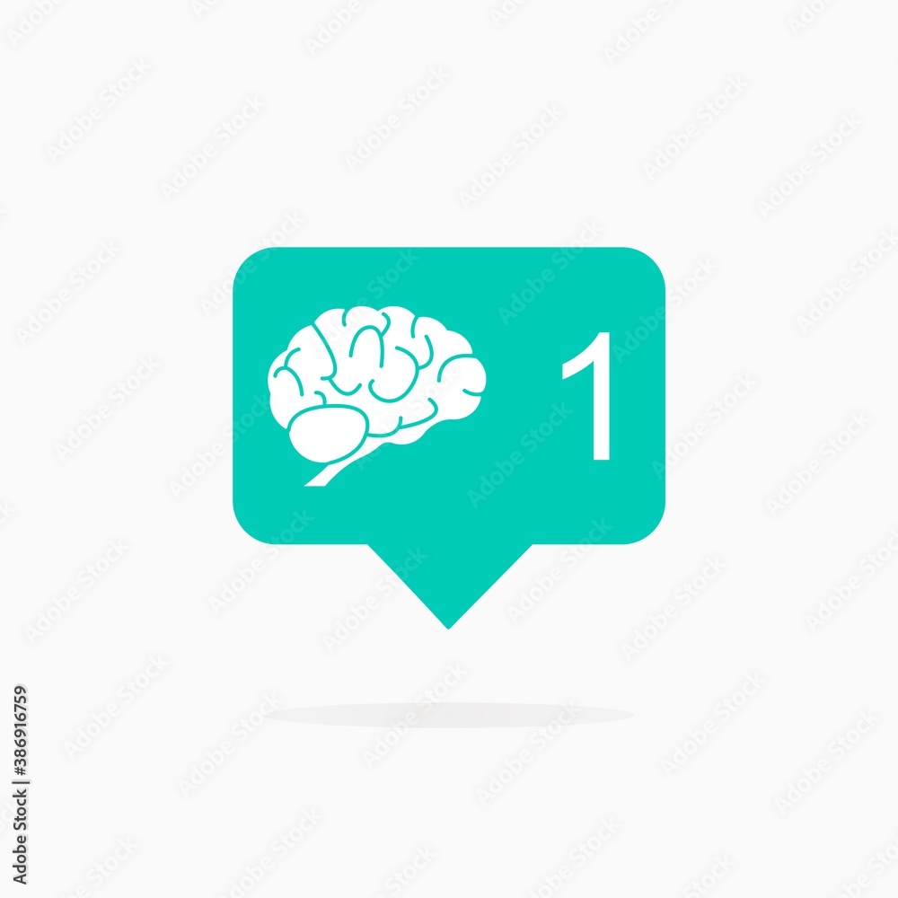 Social network app icon. Brain icon. Social media notification icon. Vector Social network app icon. Brain icon. Social media notification icon. Vector
