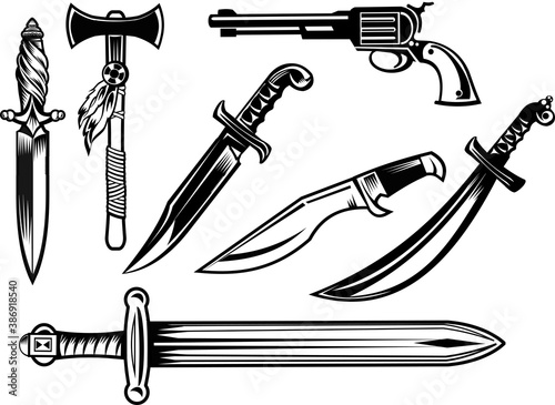 Knife, dagger, sword and tomahawk