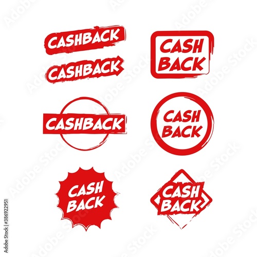 Red cash back set logo badge.