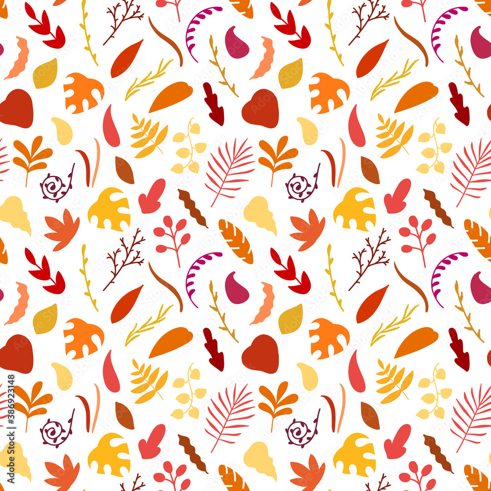 Autumn seamless pattern of bright various fall leaves and branches. Vector illustration. Autumn seamless pattern of bright various fall leaves and branches. Vector illustration.