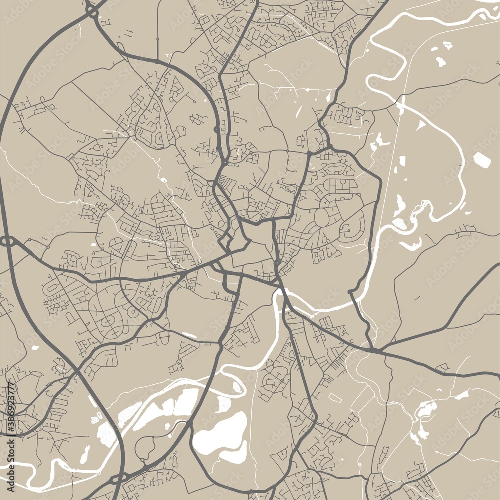 Detailed map of Wakefield city, linear print map. Cityscape panorama. Detailed map of Wakefield city, linear print map. Cityscape panorama.
