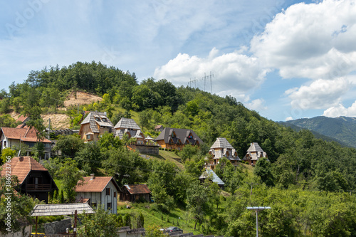 Mokra Gora, Serbia - July 15, 2020: Mecavnik of Drvengrad village on Mokra Gora mountain, Serbia.