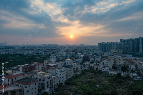 a Chinese suburb in sunset time © Freer