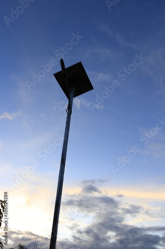 solar street lamp post in the blue sky