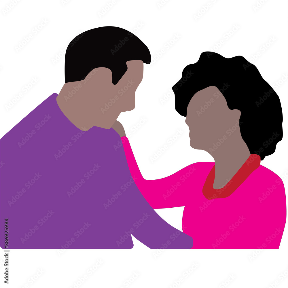 Romantic Couple Flat Design Vector Illustration Romantic Couple Flat Design Vector Illustration