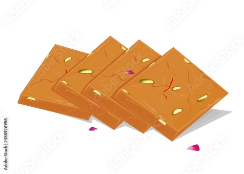 Barfi indian Sweet Dish Food Vector