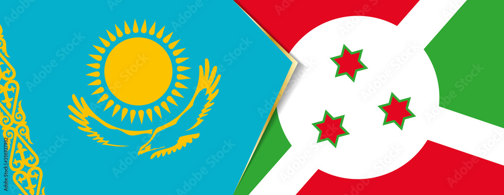 Kazakhstan and Burundi flags, two vector flags. Kazakhstan and Burundi flags, two vector flags.