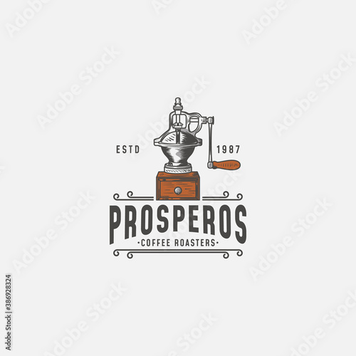 Coffee Roaster Vintage Logo Design Illustration For Coffe Shop