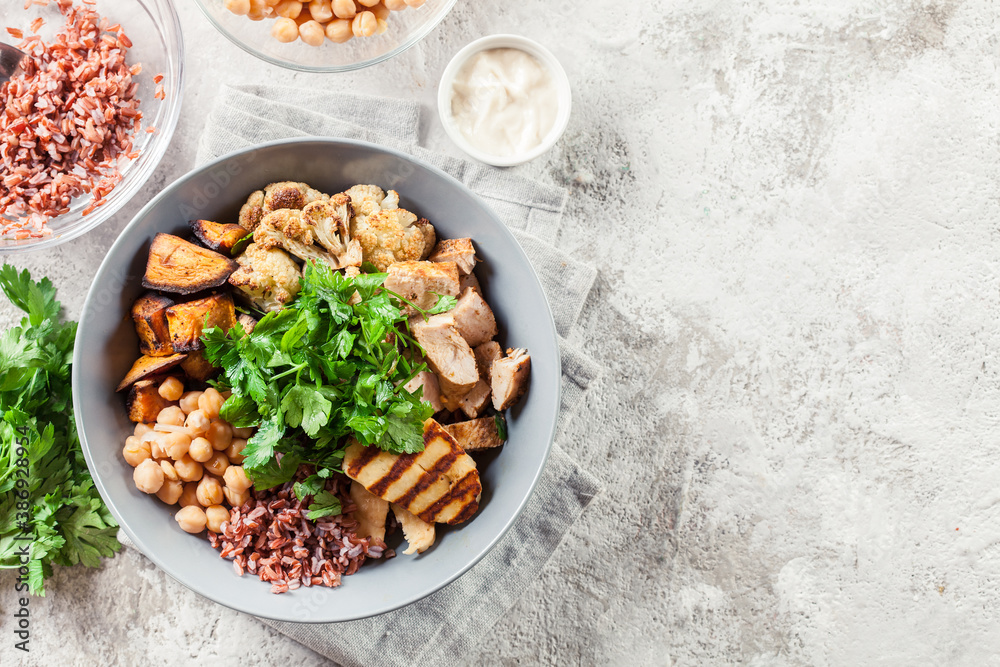 Buddha bowl lunch with chicken and other Buddha bowl lunch with chicken and other