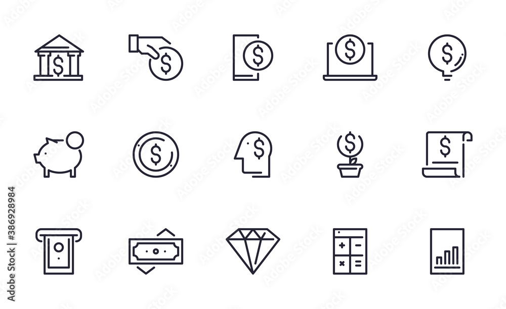 Set of Finance vector icon illustration Set of Finance vector icon illustration