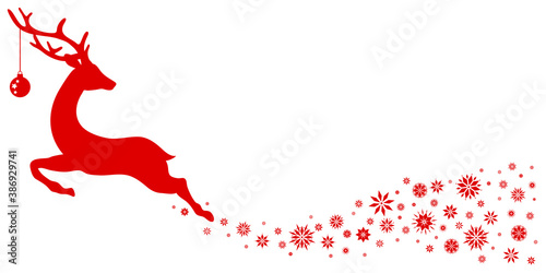 Fliegendes Rentier Mit Weihnachtskugel Sterne Rot