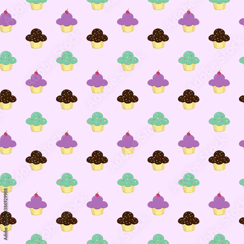 cupcake seamless patterns for wallpaper, fabric, etc.