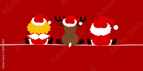 Banner Engel Rentier Und Weihnachtsmann Von Hinten Rot