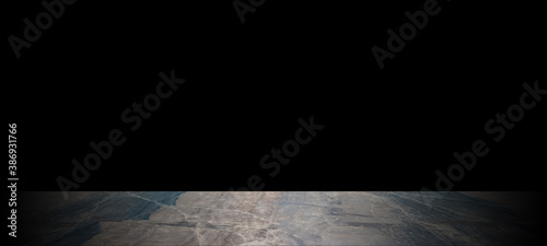 Room black floor is made of dark marble  for interior decoration ,used as background studio wall for display your products.