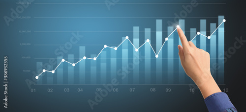 Businessplan graph growth and increase of chart positive indicators in his business
