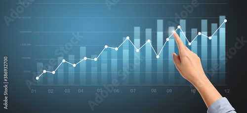 Businessplan graph growth and increase of chart positive indicators in his business