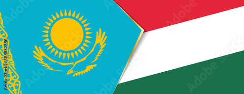 Kazakhstan and Hungary flags, two vector flags.