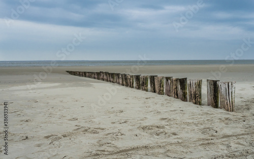 Wooden breakwater along the Dutch coast of Ameland