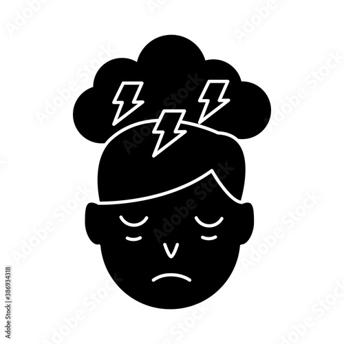 person with insomnia and cloud storming silhouette style icon