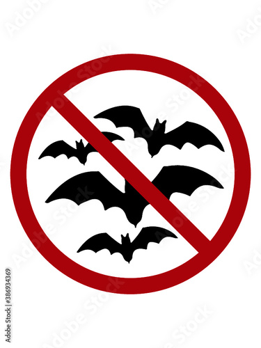 Fliegende Fledermaus Verboten Schild Hinweis Silhouette Horror Halloween 