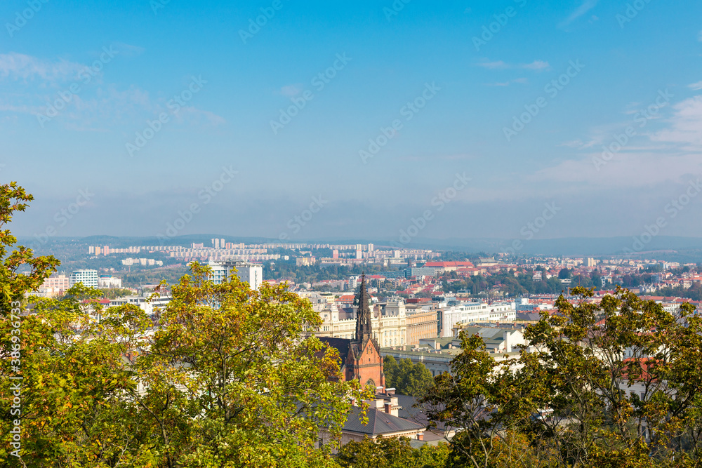 Sanny day over the city of Brno, Morawia, Czech Republic, Europe. View of the old city.