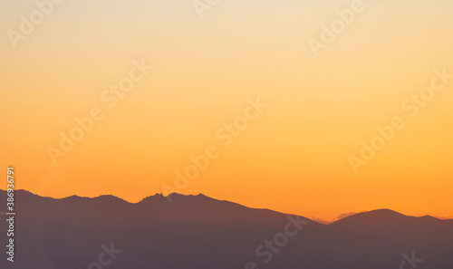 Beautiful panoramic sunset over the mountains.
