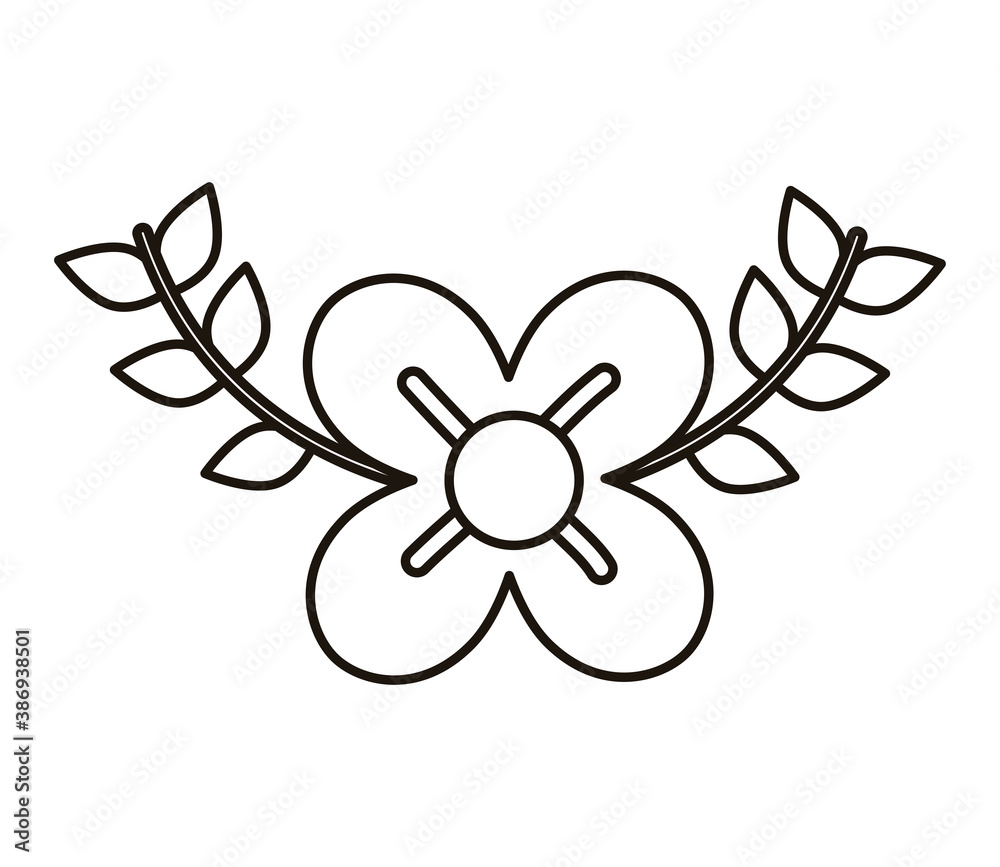 beautiful flower and leafs garden line style icon beautiful flower and leafs garden line style icon
