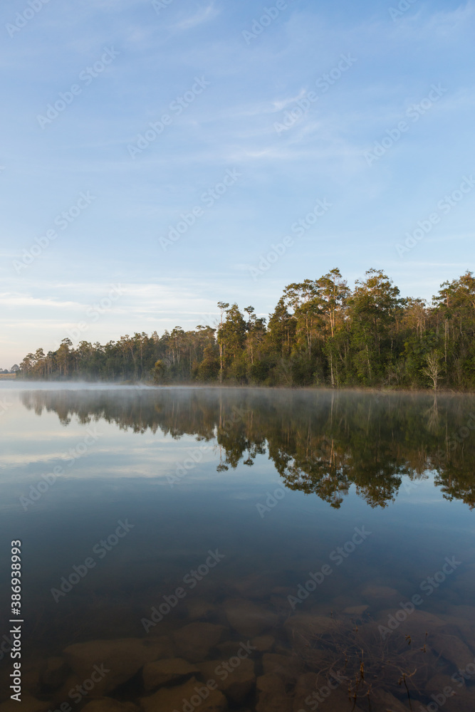 Beautiful nature and fog on the reservoir in Khao Yai National Park Thailand Beautiful nature and fog on the reservoir in Khao Yai National Park Thailand