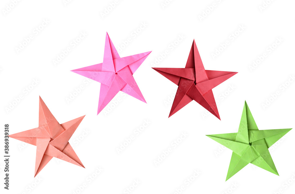 Origami stars isolated white Origami stars isolated white