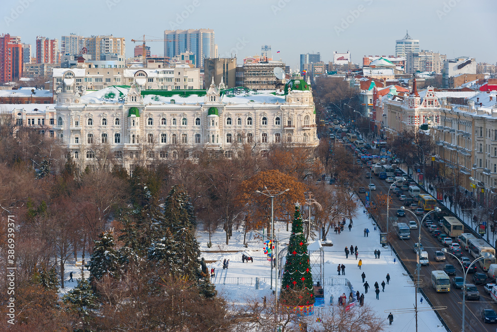 Rostov-on-Don - view of the administration and st. Bolshaya Sadovaya. 