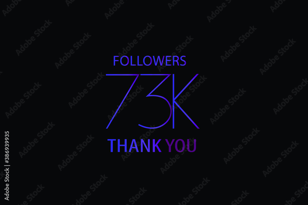 73K, 73.000 Followers Luxury Black Purple Thank you anniversary, minimalist logo, jubilee on black background for Social Media - Vector 73K, 73.000 Followers Luxury Black Purple Thank you anniversary, minimalist logo, jubilee on black background for Social Media - Vector