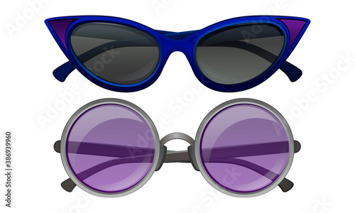 Shaped Sunglasses or Shades as Protective Eyewear Vector Set