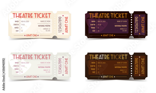 Set of theatre vintage vector tickets