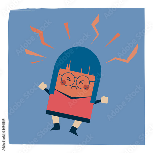 angry stressed woman - Kawaii cartoon character - business illustration