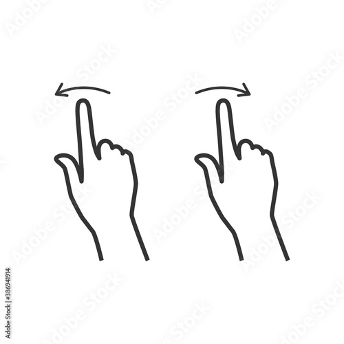 Hand touch, turn right and left. Vector Illustration.